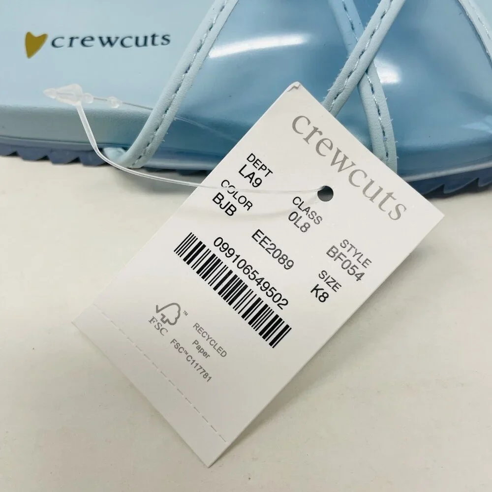 J Crew Crewcuts‎ Little Girl K8 Slip On Pool Clear Jelly Sandals in Blue $45 214